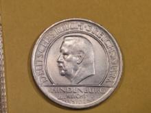 Choice Brilliant uncirculated 1929-D Weimar Germany 3 marks