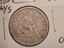 1853 With Arrows and Rays Seated liberty Quarter