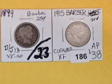 1899 and 1915 Barber Quarters