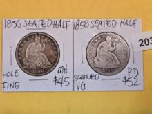 1856 and 1858 Seated Liberty Half Dollars