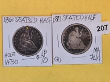 1861 and 1874 Seated Liberty Half Dollars