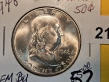 Very Choice Brilliant Uncirculated 1948 Franklin Half Dollar FBL