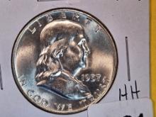 Very Choice to GEM Brilliant Uncirculated 1957-D Franklin Half Dollar  FBL