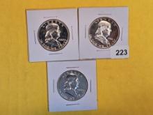 1960, 1961, and 1962 Proof Franklin Half Dollars