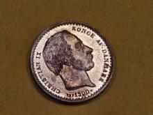 Choice Brilliant Uncirculated 1900 Denmark silver 25 ore