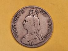 1890 Great Britain silver double Florin in Fine