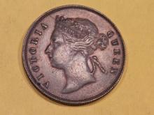 * 1897 Straits Settlement One Cent in Choice Extra Fine plus