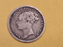 1883 Great Britain silver 6 pence in Fine plus