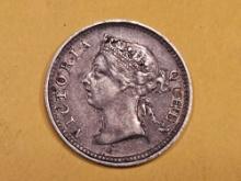 1894 British-Honduras silver 5 cents in Extra Fine plus