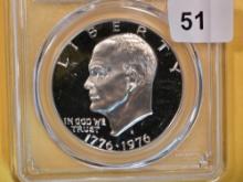 PCGS 1976-S Silver Eisenhower dollar in Proof 69 Deep Cameo