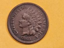 Better Date 1865 Indian cent in Fine