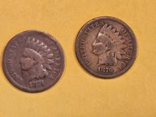 Two little better 1874 and 1879 Indian cents