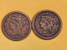 1846 and 1853 Braided hair Large Cents