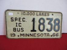 1966 Minnesota Special I C Bus License Plates