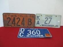 Wisconsin Mixed Vintage Truck License Plates