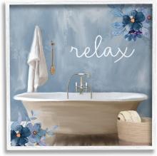 Stupell Industries Blue Floral Relax Bathroom Scene Framed Wall Art, Retail $31.99