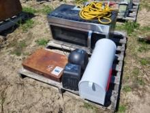 Microwave, Mailbox, 2 Space Heaters, Toolbox With