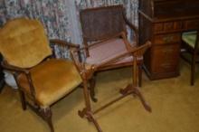 (2) Vintage Chairs & Modern Quilt Rack