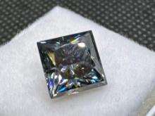 GRA Princess Cut Gray Moissanite Diamond Gemstone 2.75ct
