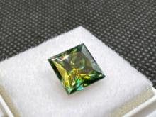 GRA Princess Cut Yellow Green Moissanite Diamond 2.70ct