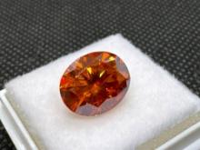 GRA Oval Cut Orange Moissanite Diamond Gemstone 3.80ct
