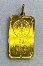 2 Gram 9999 Fine Gold Bullion Bar