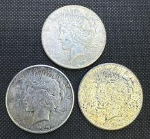 3 1925 Silver Peace Dollars Nice Lot