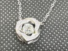 GRA Certified Silver Moissanite Diamond Necklace 2.64 Grams