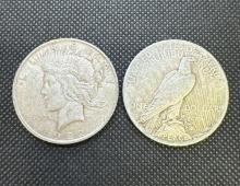 2x 1922 Silver Peace Dollars 90% Silver Coins
