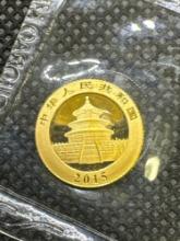 2015 1 Gram 9999 Fine Gold Panda Bullion Coin
