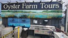 Large Oyster Farm Tours sign and 4 large photos