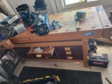 work Table with Tools Vices Tow Balls etc.