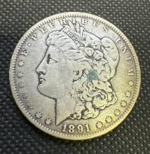 1891 Morgan Silver Dollar 90% Silver Coin 26.38 Grams