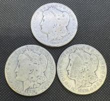 3x 1890-O Morgan Silver Dollars 90% Silver Coins 75.90 Grams