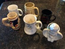 Small Cupid Planter and 6 Assorted Mugs and Steins