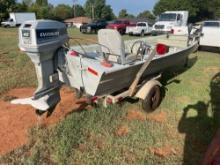15ft aluminum flat bottom boat with 40HP evinrude