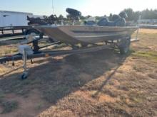 1994 Tracker aluminum flat bottom boat with Mercury 90 HP outboard