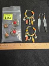 4 Sets of Native American Style Earrings. All one Money.