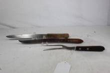 Carving set and kitchen knife.