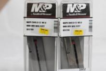Two Smith & Wesson M&P9 Shield 9mm 8 round magazines. In packages.