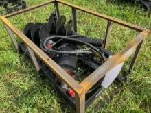 New/Unused 2024 Mower King Hydraulic Skid Steer Auger with 3 Bits (6", 12" , 14")