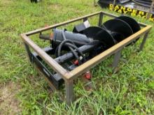 New/Unused 2024 Mower King Hydraulic Skid Steer Auger with 3 Bits (6", 12" , 14")