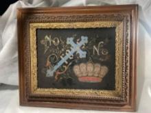 Antique Framed Victorian Reverse Painted Religious Motto