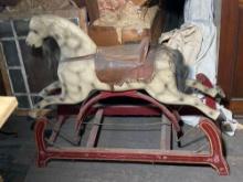 Antique Wooden Carved Rocking Horse