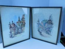 Two Pictures, Miltenberg & Rothenburg by Jan V. Carthals, 15"x 12", Overall