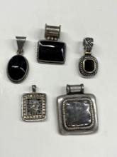Lot of Silver Tone Pendants, One Marked 925