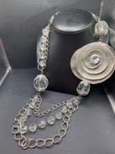 Silver Ttone Flower Necklace