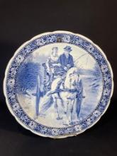 16" Bock Royal sphinx blue & white large platter
