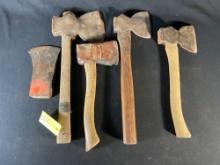 Assortment of (4) hatchets & (1) axe head -see photo's-