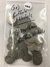 (28) Buffalo Nickels, (18) No Date Buffalo Nickels